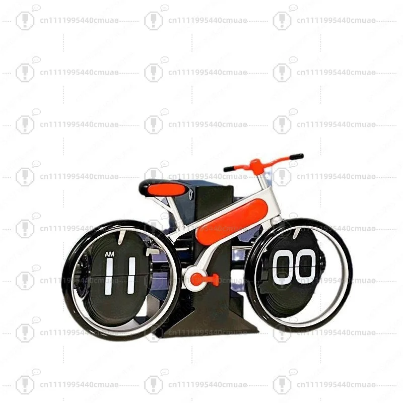 2 Piece Creative bicycle page turning clock Home desktop personalized bicycle shape page turning clock Fashion decorative