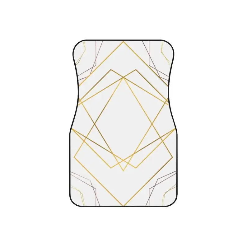 White Geometric Gold and Rose Gold Car Mats (Set of 4)