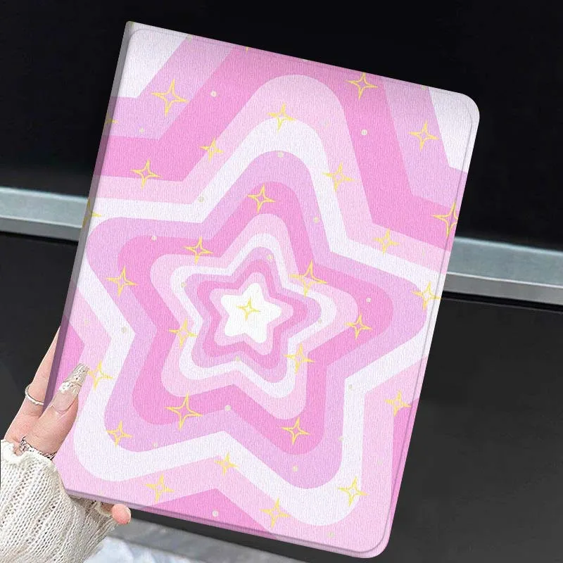 Pink Love Star Pattern Popular For Huawei MediaPad MatePad Honor Pro V6 9 V8 X9 X 10 13.3 11 Inch Pen Tray Tablet Case