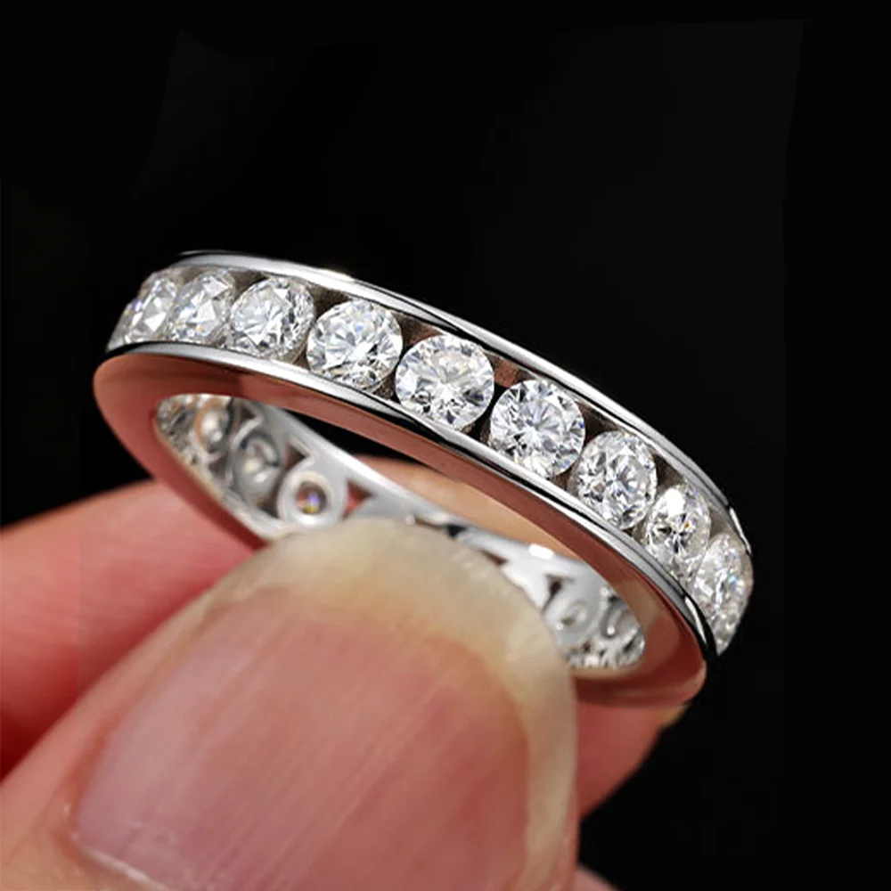 COSYA 2/3/4mm D Color Moissanite Eternity Ring For Women S925 Silver Plated 18K Gold Lab Diamond Row Band Wedding Jewely Gift
