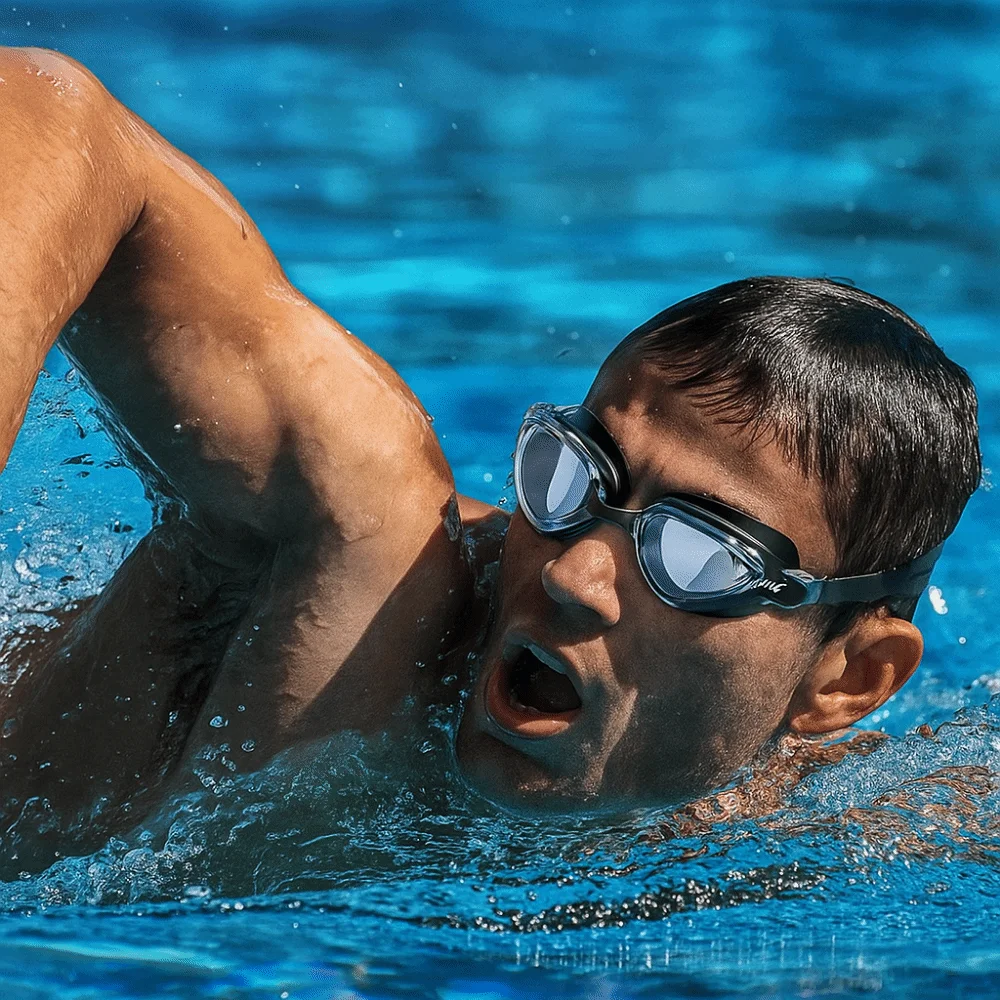 

Silicone Swimming Goggles Adjustable High-definition Swim Eyewear Glasses UV Protection Anti-fog Flat Transparent Goggles Beach