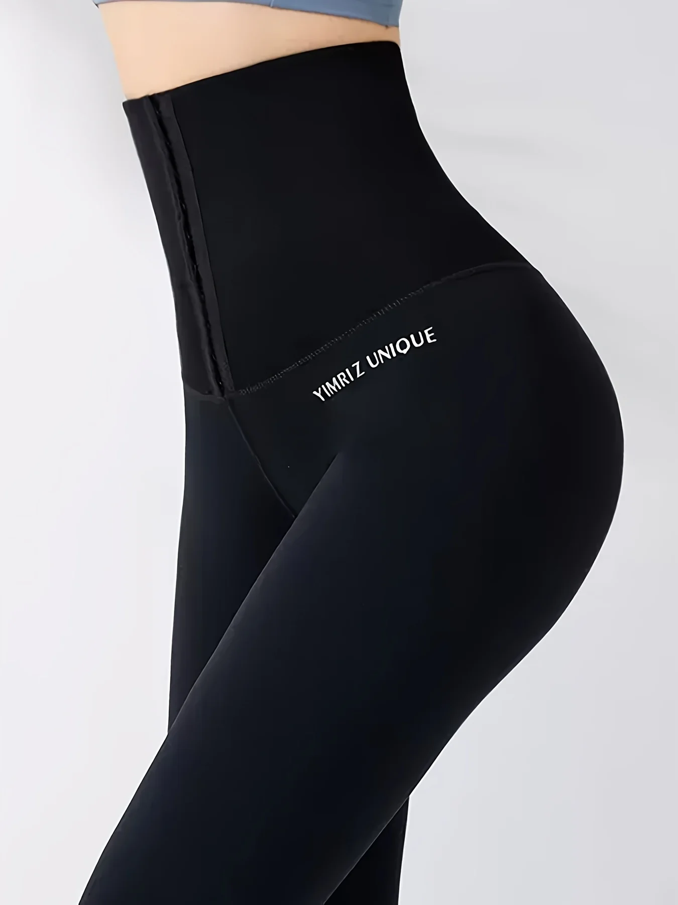 Women's High Waist Tummy Control Leggings Button Closure Butt Lifting Stretch Yoga Workout Pants image 2