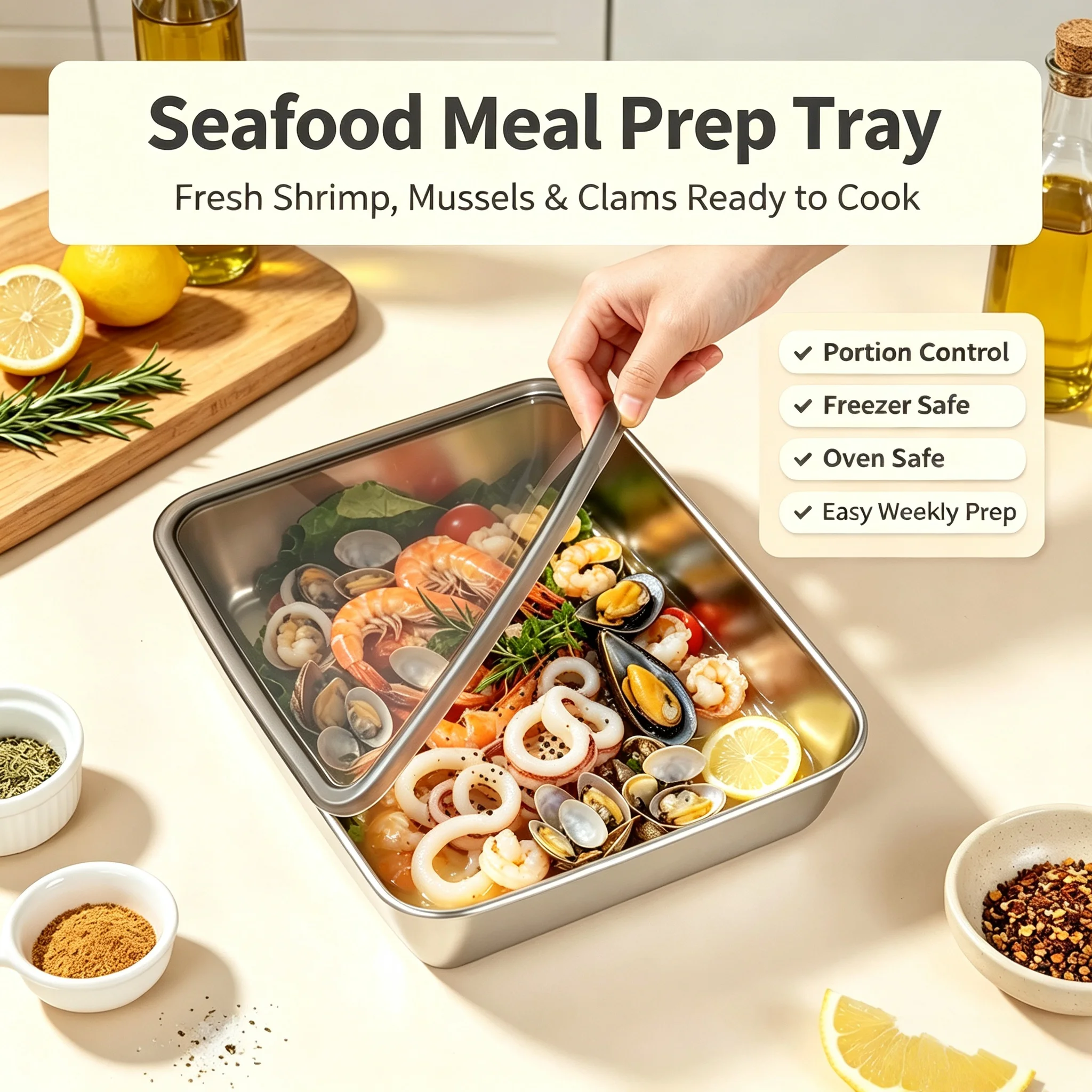 Stainless Steel Square Tray wi - Meal Prep Seafood review and price