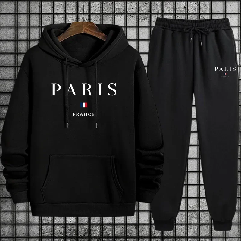 Autumn Winter Men's Street Style Tracksuit 2025 Latest Paris Fashion Oversized Hoodie and Baggy Sweatpants Urban Hip Hop Outfit