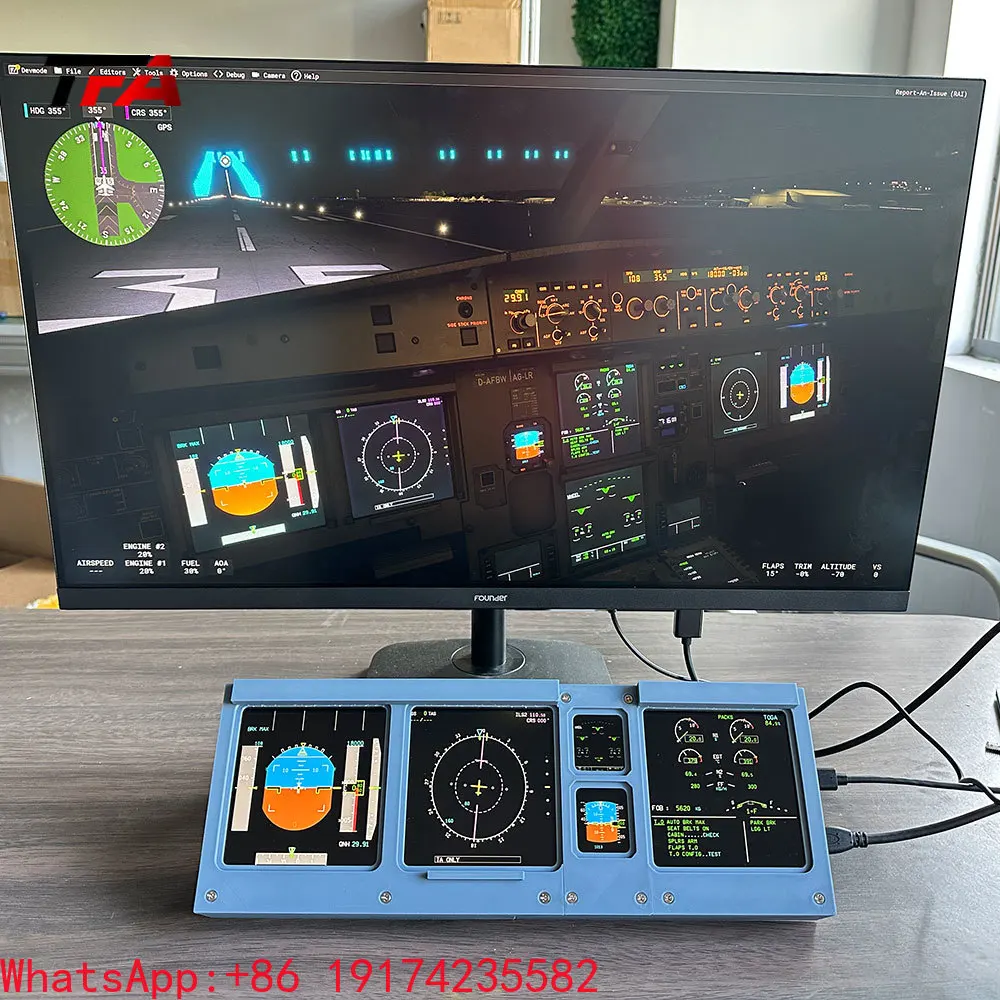 Aviation Simulator Flight Cockpit Expansion Secondary Monitor High Resolution Instrument Display Screen Hardware