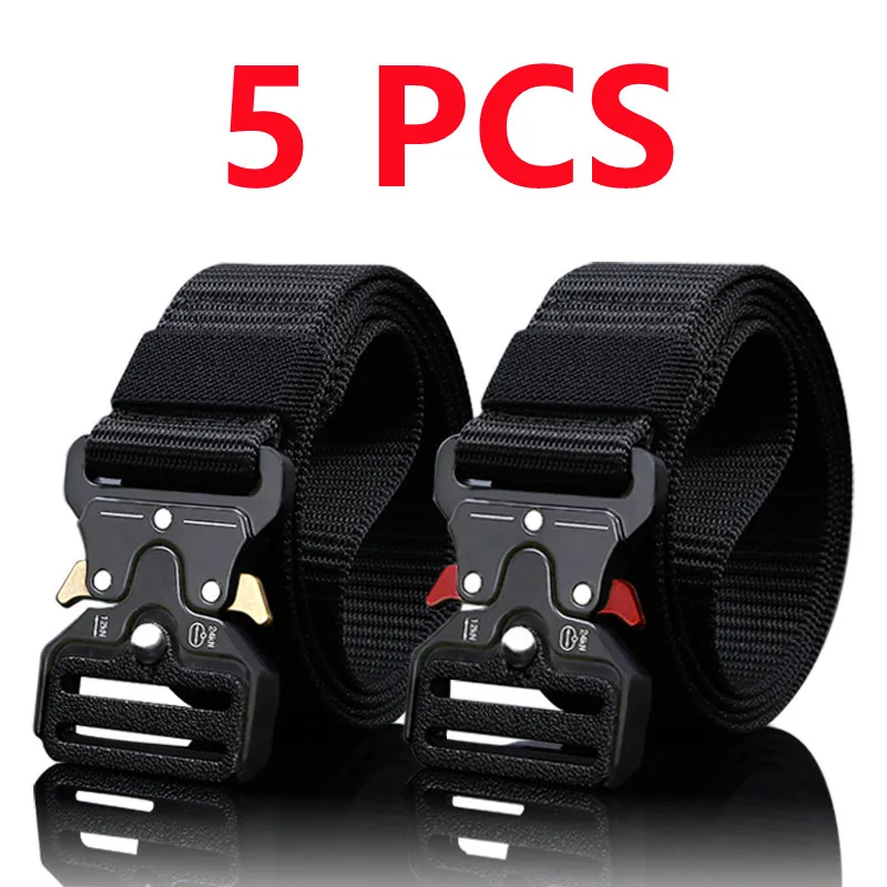 5pcs Versatile Men's Tactical Belts - Durable, Adjustable Design - for Outdoor Hunting & Sports Enthusiasts