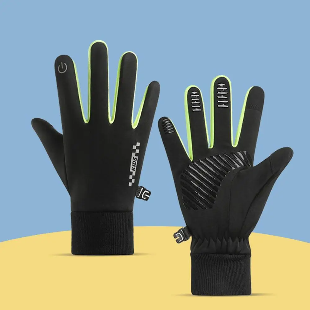 Non-slip Winter Children Bicycle Riding Gloves Full-finger Non-Slip Warm Gloves Reflect Touch Screen Bicycle Sports Mittens view 3