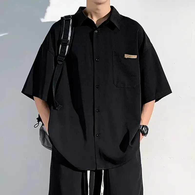 Ice Silk Short-sleeved Shirt Men and Women Summer Loose High-end T-shirt Jacket