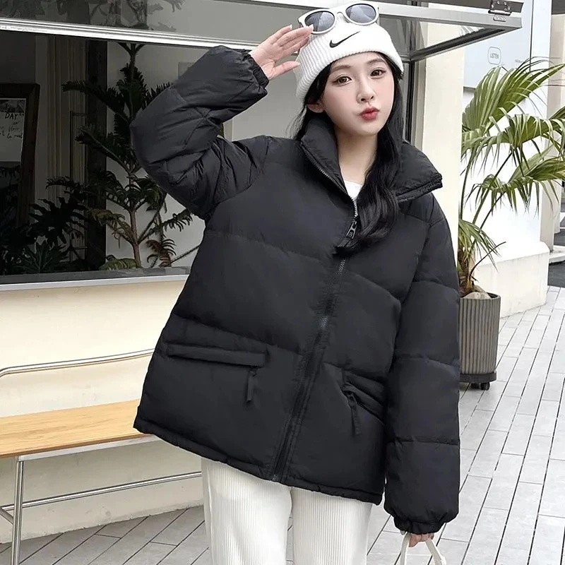 Down Cotton Jackets Women's Short Korean Thick Warm Coats 2024 Winter New Vertical Collar Bread Clothing Parkas female Overcoat