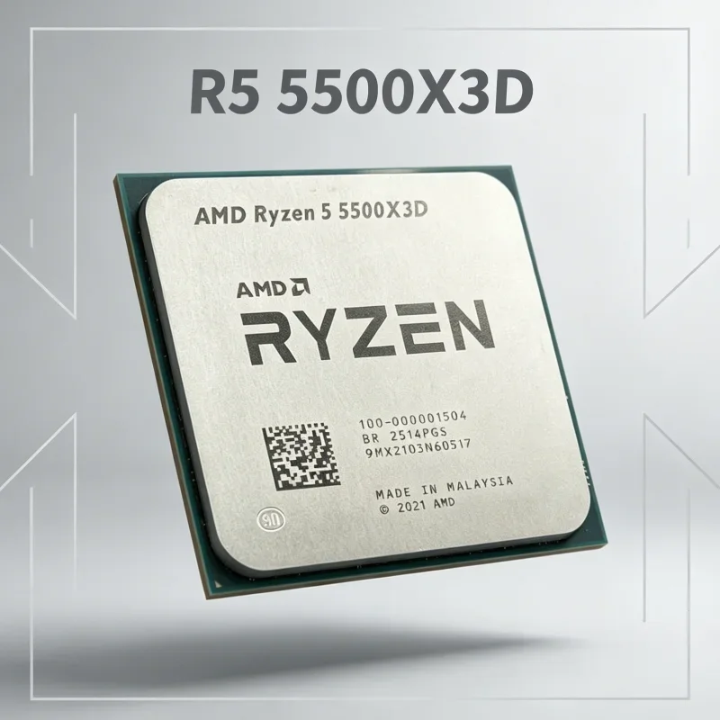 Procesador AMD Ryzen 5 5500X3D [6 Núcleos 12 Subprocesos] [3.0GHz Hasta 4.0GHz] [L3 96MB] Socket AM4 CPU para Juegos 7nm DDR4 105W Sin Ventilador