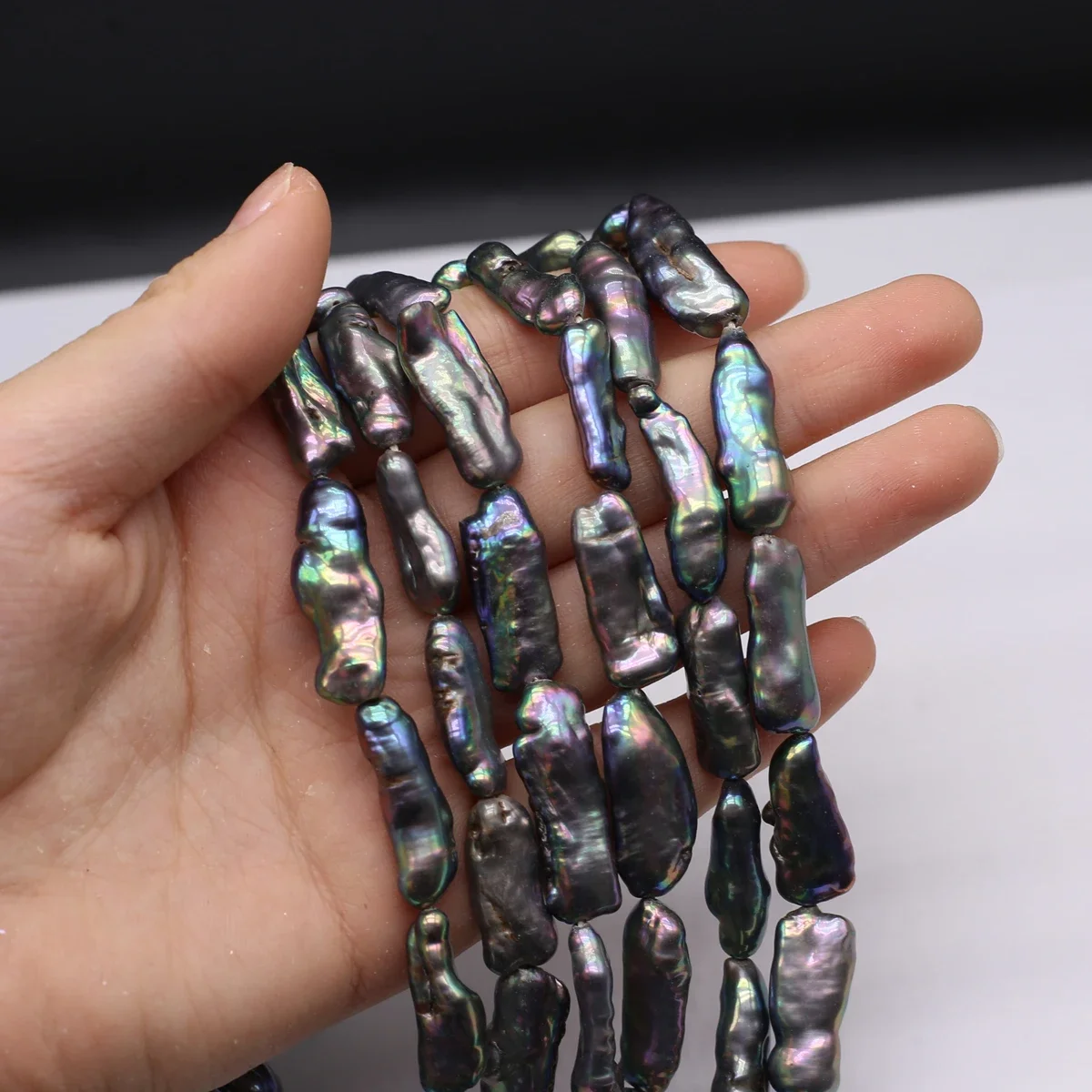 AAA Natural Freshwater Black Baroque Irregular Rectangular Shape Pearls DIY Pearl Bracelet Jewelry Making 20x8mm