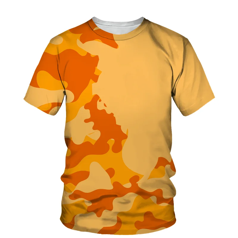 Summer Camouflage Tough Guy Men\'s Casual Outdoor Sportswear Men\'s and Women\'s T-Shirts Jungle Round Neck Tees Short Sleeve Top