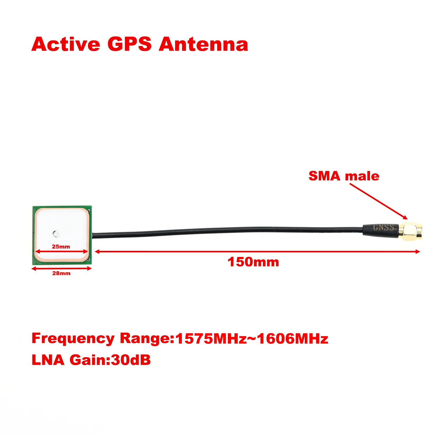 Quescan External 30dB 1575.42MHz Active  GPS Antenna SMA male SMA-J Built in LNA and filter for GPS Module Receiver