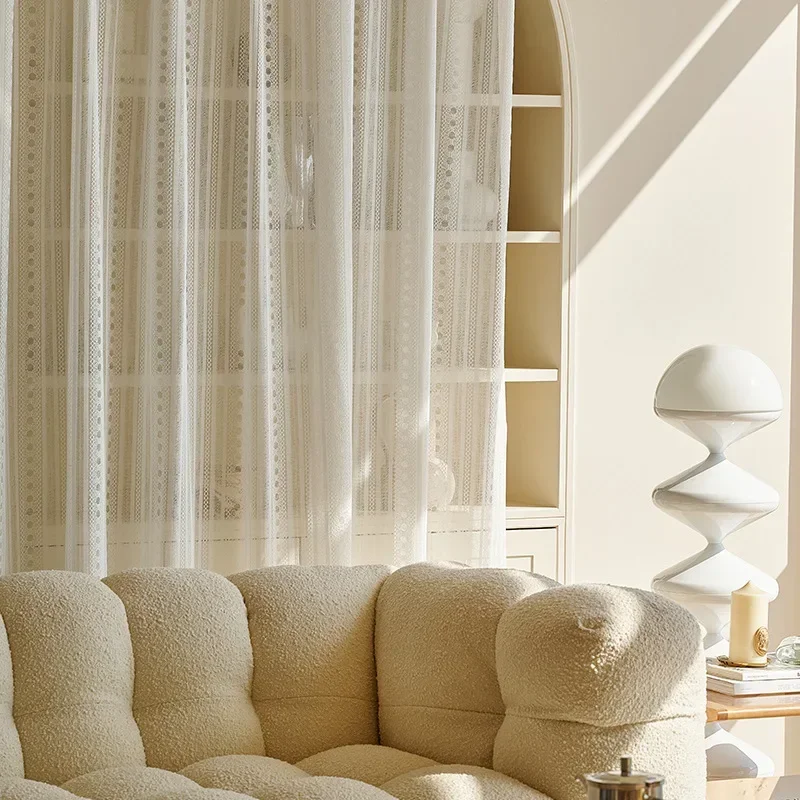 

Lace Embroidered White Screen Window Screen Curtains For Living Room Bedroom French Window Balcony Bay Window Custom Partition
