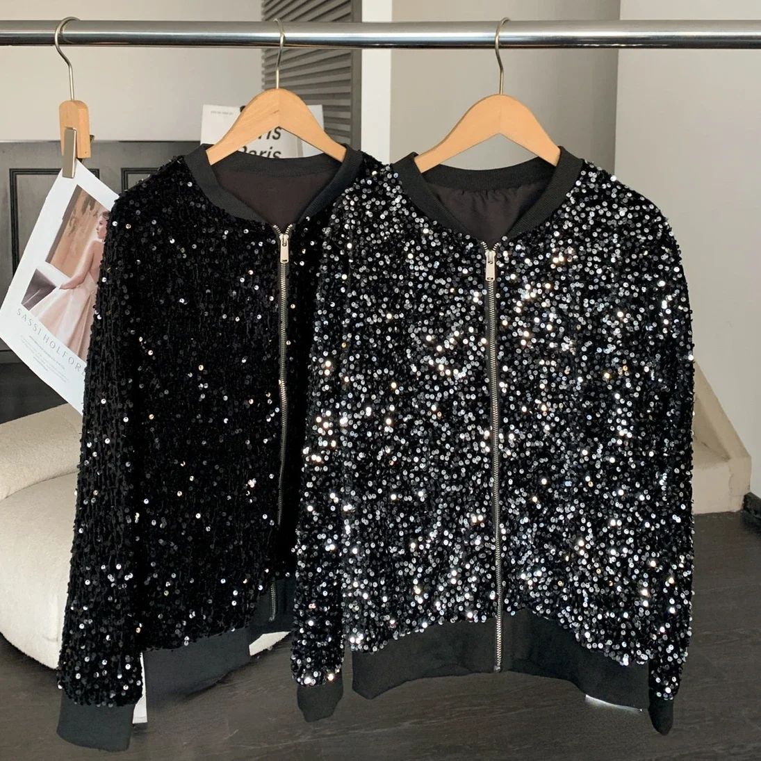 

Sequins Jackets Women Fashionable Sequined Jackets Women Bling Bling Velour Coats Women Coat and Jackets dis5