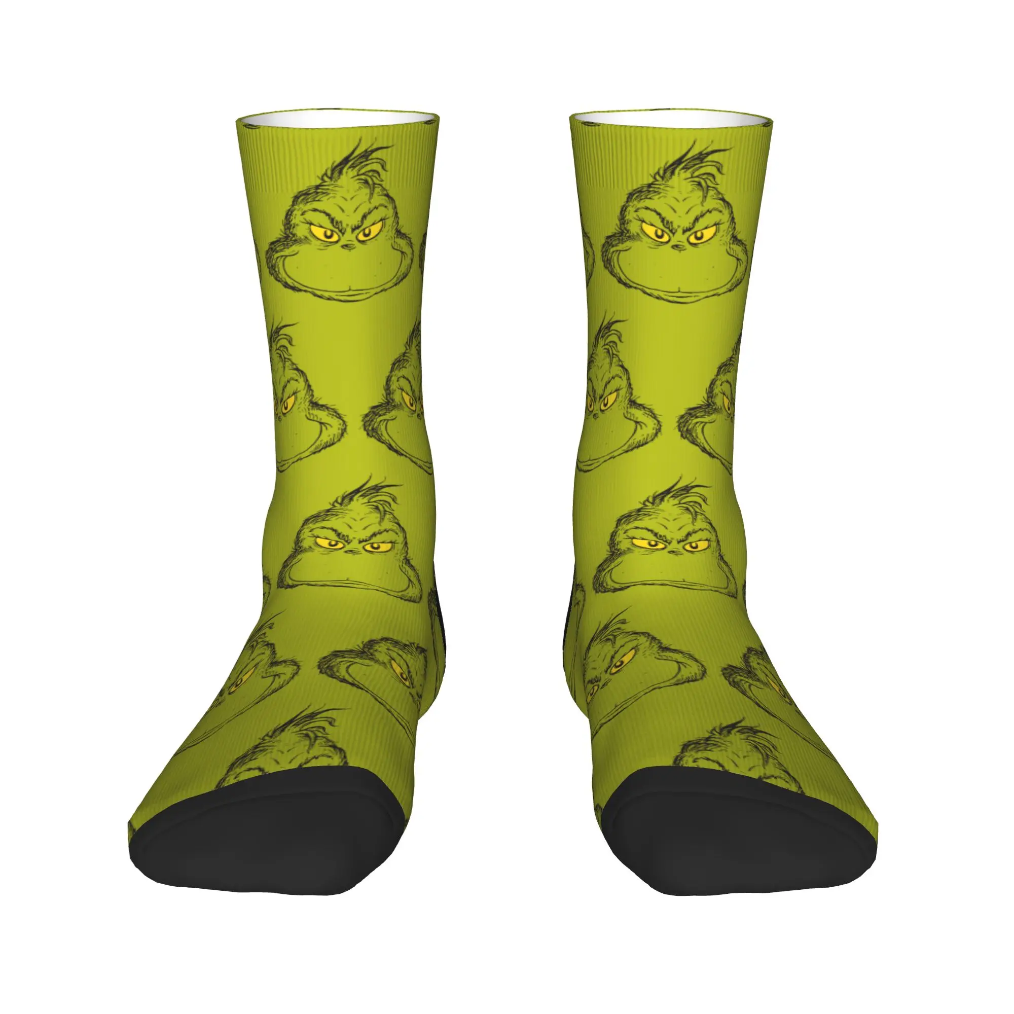 New Men's Socks Hip Hop Christmas-S-Green-S-Grinched Sock Polyester  Sport Women's Socks Spring Summer Autumn Winter