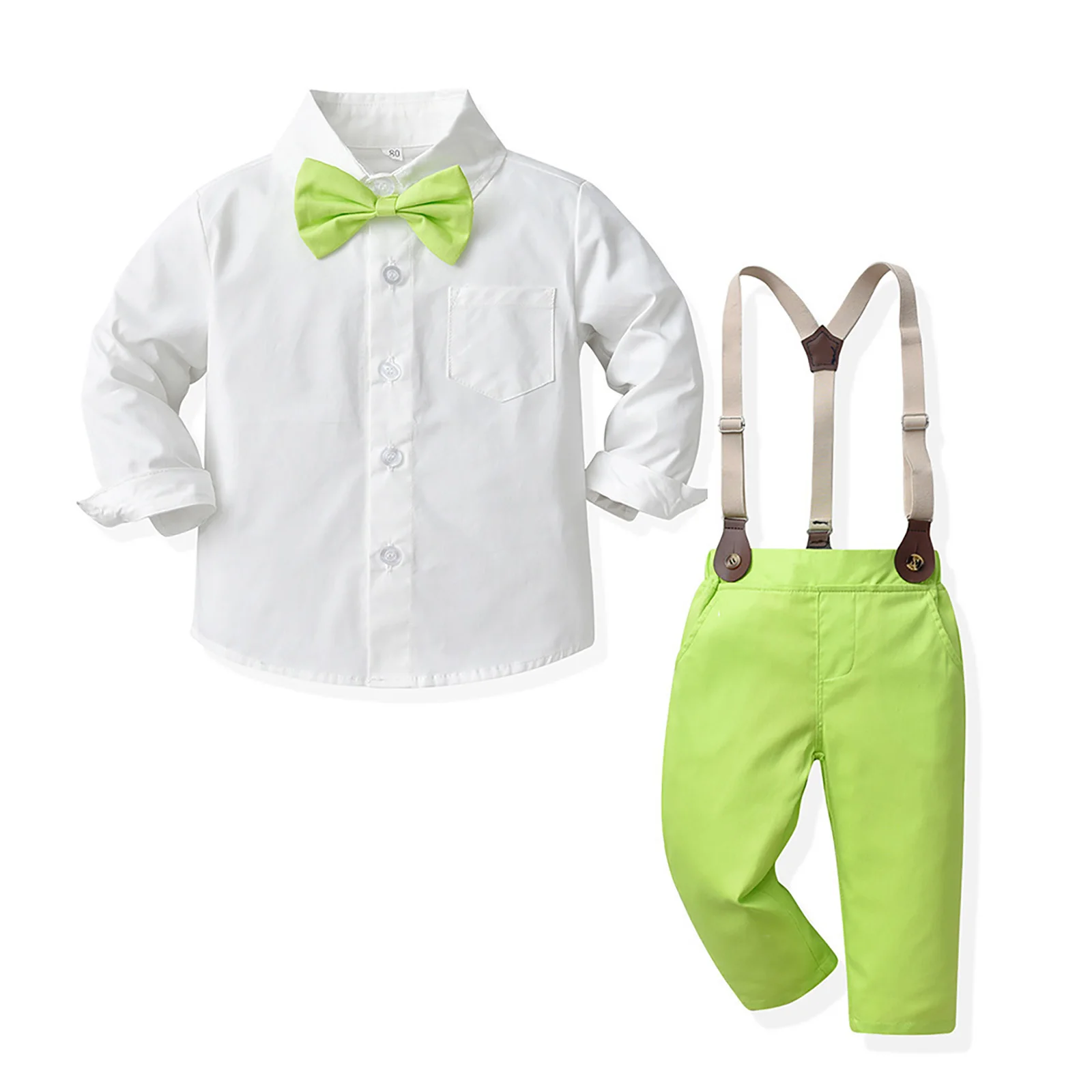 

Formal Pants Sets Boys Long Sleeve Shirt Overalls Set Fashion Solid Color Gentleman Suits Toddler Boy Outfits Party Apparel