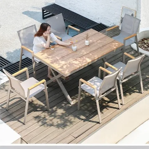 

Patio Dining Set Waterproof Bamboo Table And Chairs For Garden And Restaurant Furniture Plastic Wood Design
