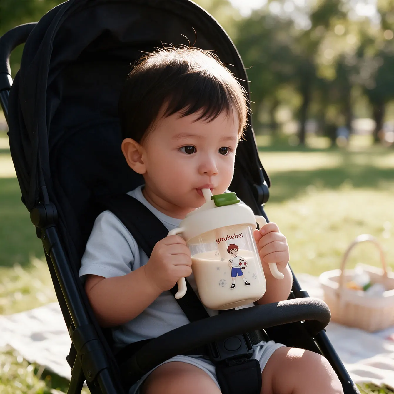 3 in 1 Sippy Cup，Baby straw Cup for 6 12 18 Months，Sippy Cup with straw , Baby Water Cup for Drinking and Training，280ml
