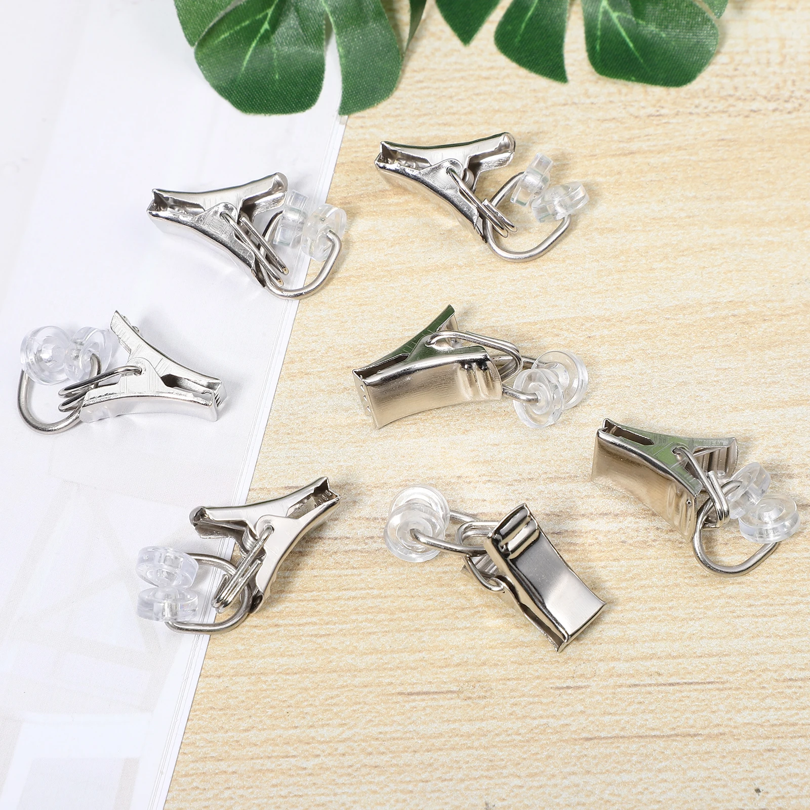 

50pcs Plastic Curtain Runners Wheel Clamp Curtain Track Hooks Roller Clips Iron Swivel Hanging Home Decor Hardware