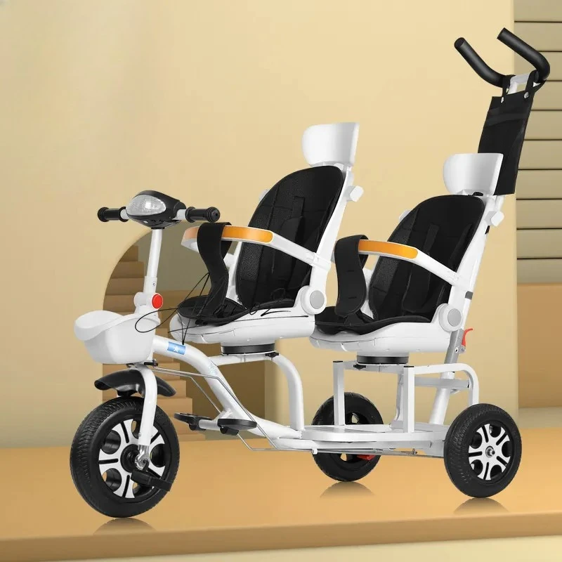 Folding Rotary Seat Double Tricycle Going Out Bicycle Manned Two Seat Twin Trolley