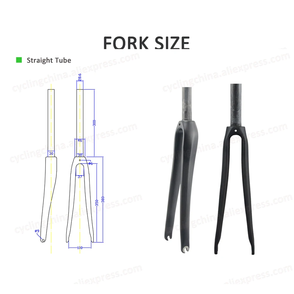 Nologo Quick Release Style Road Bike Fork 700C 3K Gloss/Matte T800 Full Carbon Road Fork Cycling Rigid Front Fork Bicycle Parts