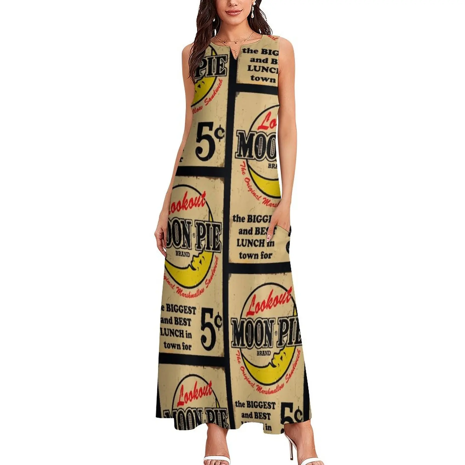 MOON PIE VINTAGE ADVERTISEMENT SIGN TYPOGRAPHY Long Dress evening dresses ladies ladies dresses for special occasion