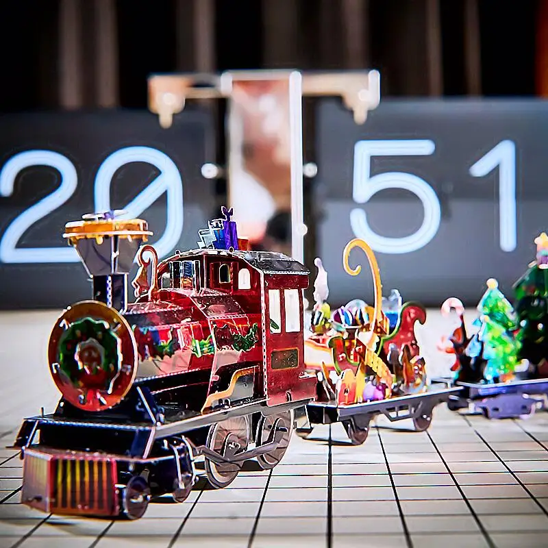 Steel models like 3D jigsaw Christmas train gifts DIY metal handcrafted model toy gifts