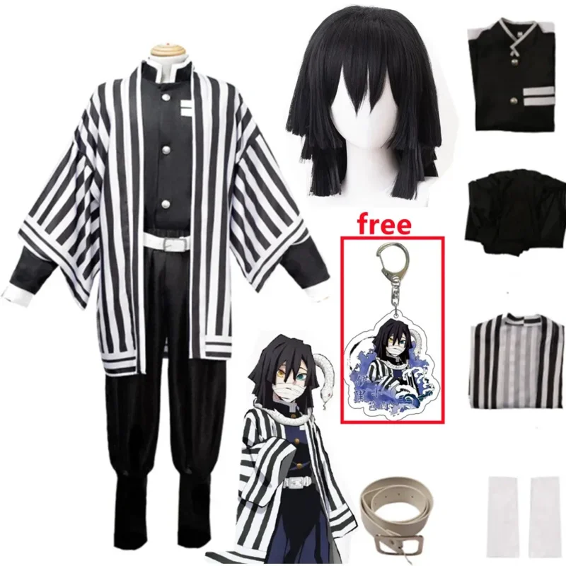 2025 New Kimetsu No Yaiba Iguro Obanai Kimono Uniform Anime Wig Cosplay Costume Halloween Party White Snake Props AA