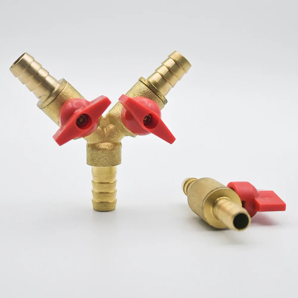 Solid Copper Y Type Three Way Valve Barbed Fitting Hose Connector Manual Switch For Liquid Gas Water Flow Management Tool