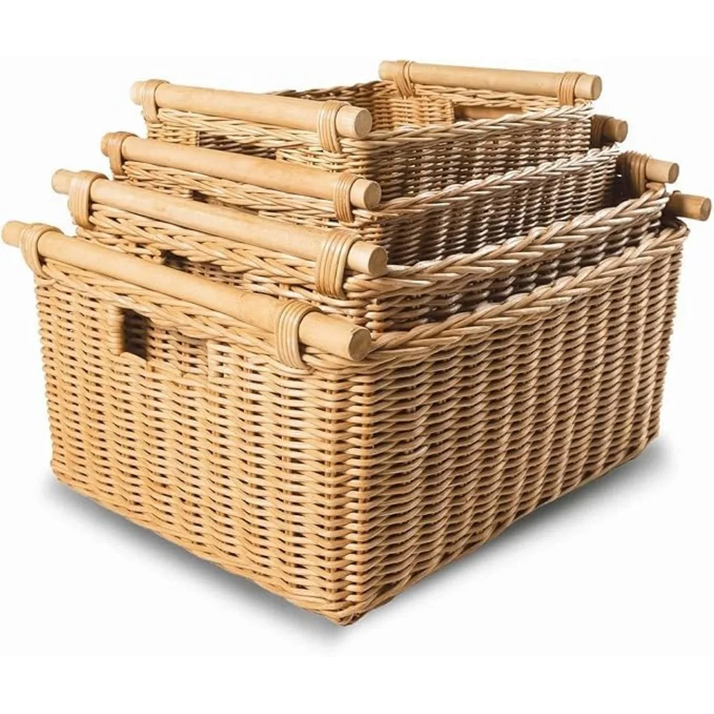 Pole Handle Wicker Storage Basket, Extra Large, 20 in L x 16 in W x 10 in H