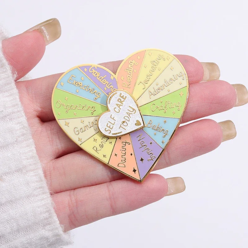 健康、愛のハート型の金属製ブローチバッジ、ターンテーブルラペル