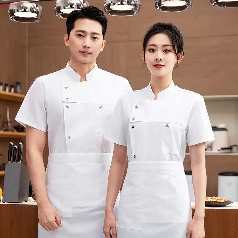Verão fino respirável malha manga curta jaqueta de chef para catering hotel restaurante cantina pastelaria padeiro workwear roupas cozinha