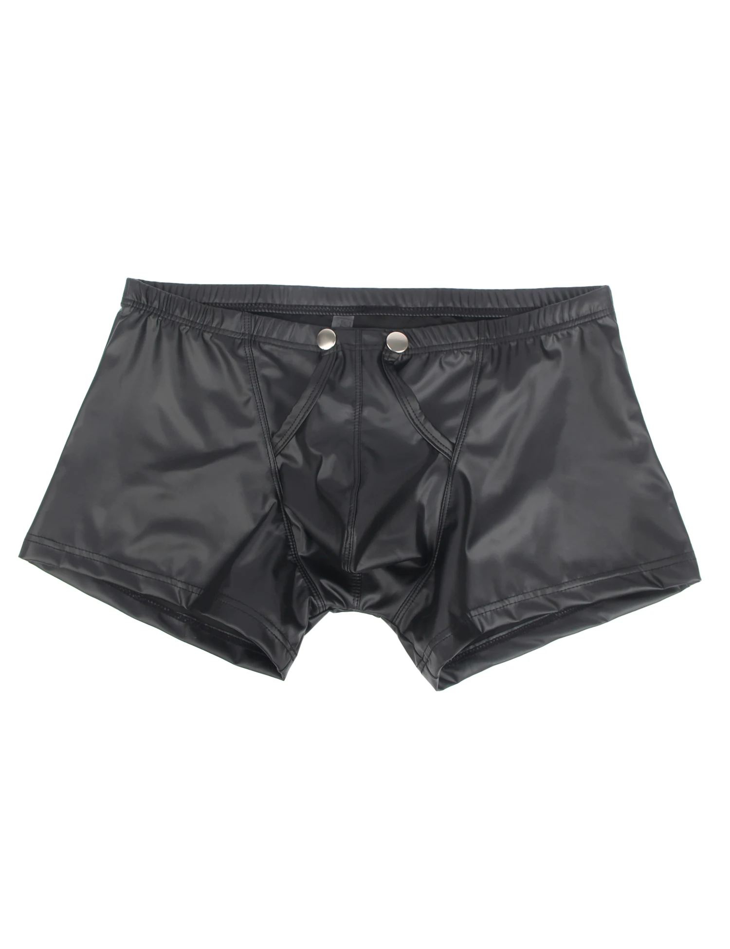 Comeondear Herenondergoed Sexy Sissy PU Leer Zwart Slipje Elatic Comfort Boxer Briefs Trunks Open Kruis Comfort Onderbroek