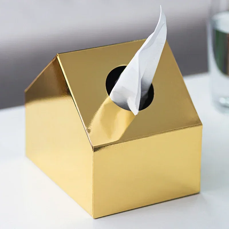 Gilded Metal Tissue Box Home Decor Golden Napkins Organizer Toilet Paper Holder Decorative Tissue Boxes Desktop Home Storage