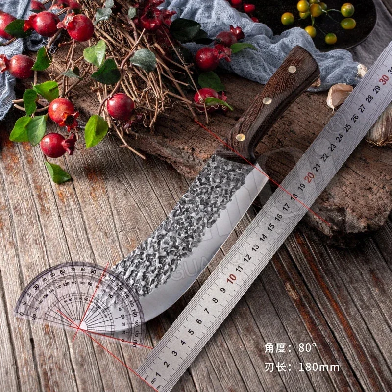 Hand-Forged Kitchen Knives Cutlery Butcher Chef Knife Multi-Purpose Slicing Meat Cleaver Hammer Stainless Steel Butcher Knife