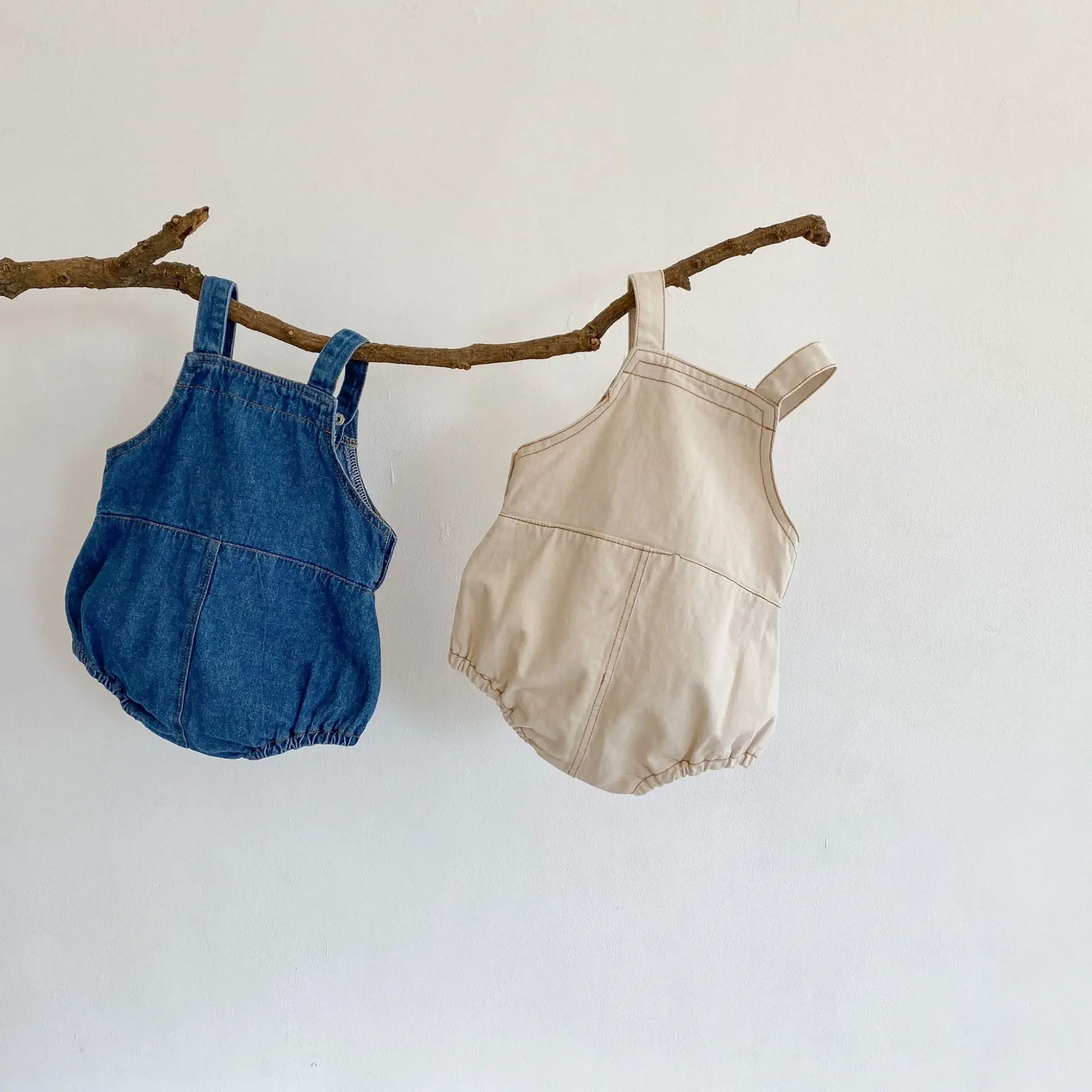 Spring and Summer Baby Boys' and Girls' Denim Overalls, Clothing for 0-2 Years Old, Jumpsuit, Crawling Suit