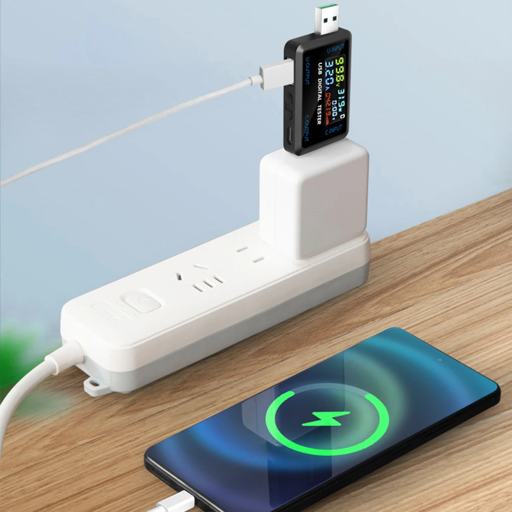 10 في 1 USB Type-C الجهد الحالي متر شاشة ديجيتال شاحن فاحص تيار مستمر 4.5-36 فولت 0-8A أمبير فولت متر