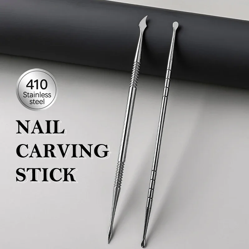 Tweekoppige nagelborstelverlenging Lijmverwijdering Stick Gelverwijderingspatel Roestvrijstalen nagellak Dompelverwijderingshulpmiddel