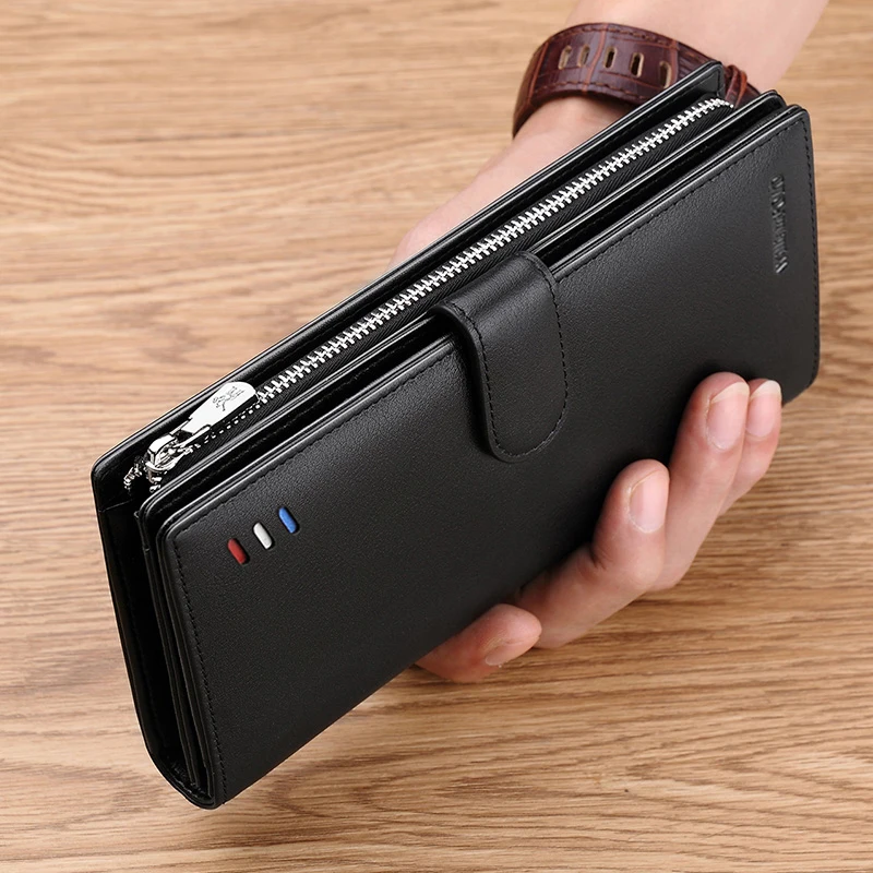 williampolo-genuine-leather-wallet-for-men-long-style-multi-card-mobile-phone-bag-handheld-bag-card-holder-calfskin-leather