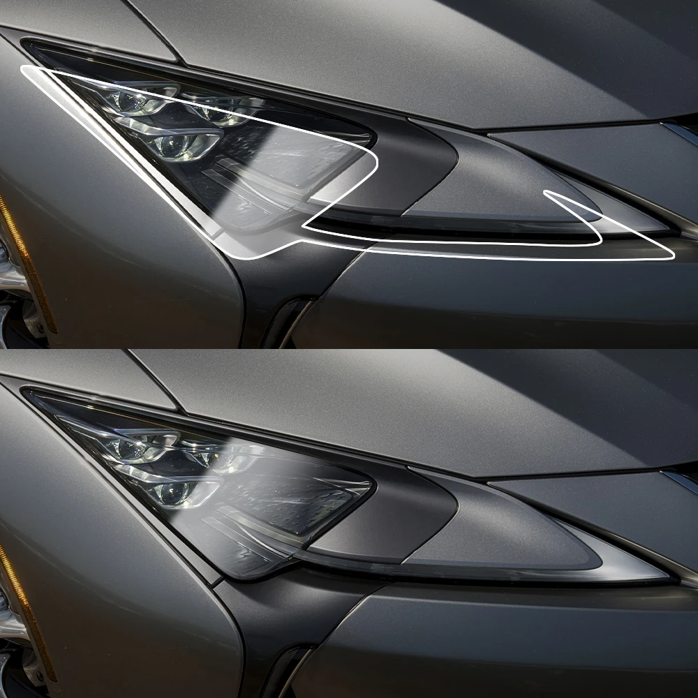 For Lexus LC 500/500h Z100 2018-2026 High-Gloss Smoke Black Pre-Cut TPU Headlight Protection Film PPF Anti-Scratch Vinyl Kit