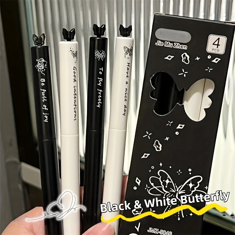 4-Pack High-Quality Rotating Pens, & Butterfly Series, 0.5mm Medium Point, Smooth Writing Ink, Ideal for Office & School Use