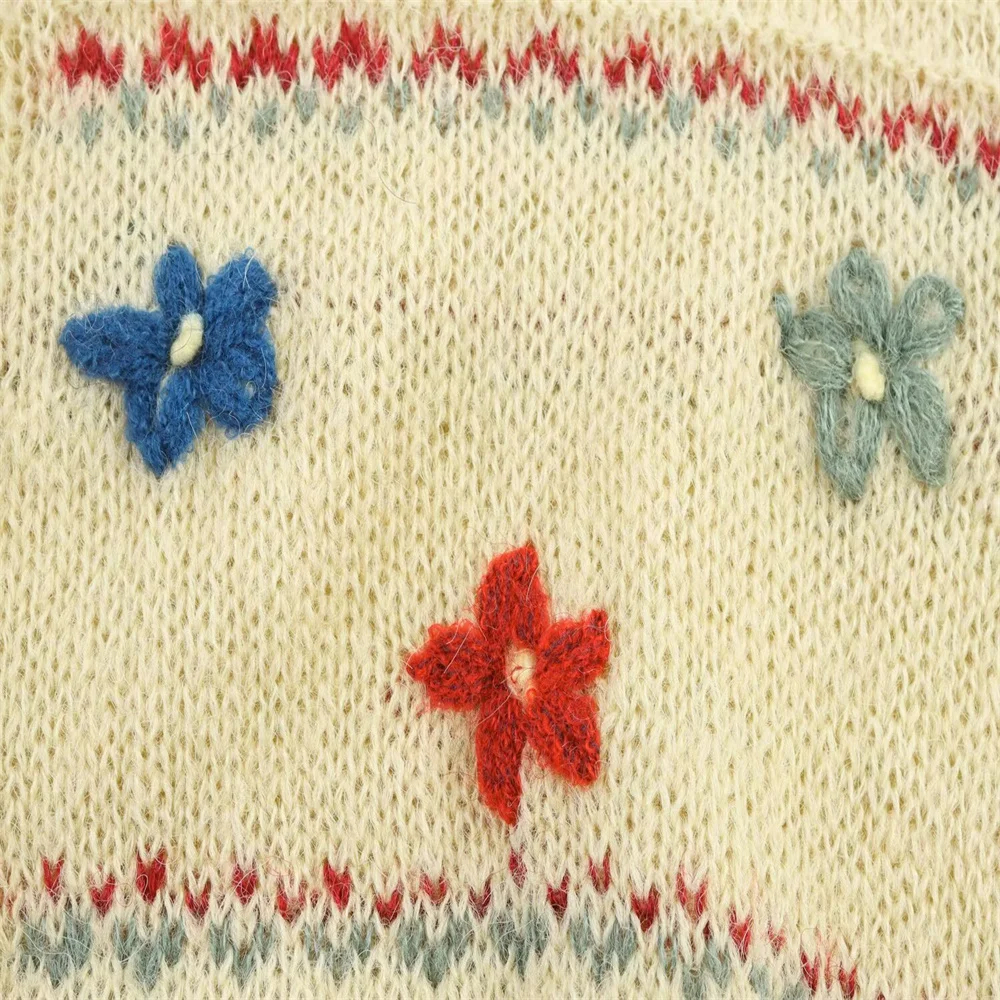Vêtements pour femmes de style européen et américain, nouveau tempérament de mode, niche quotidienne polyvalente, broderie de fleurs, cardigan tricoté