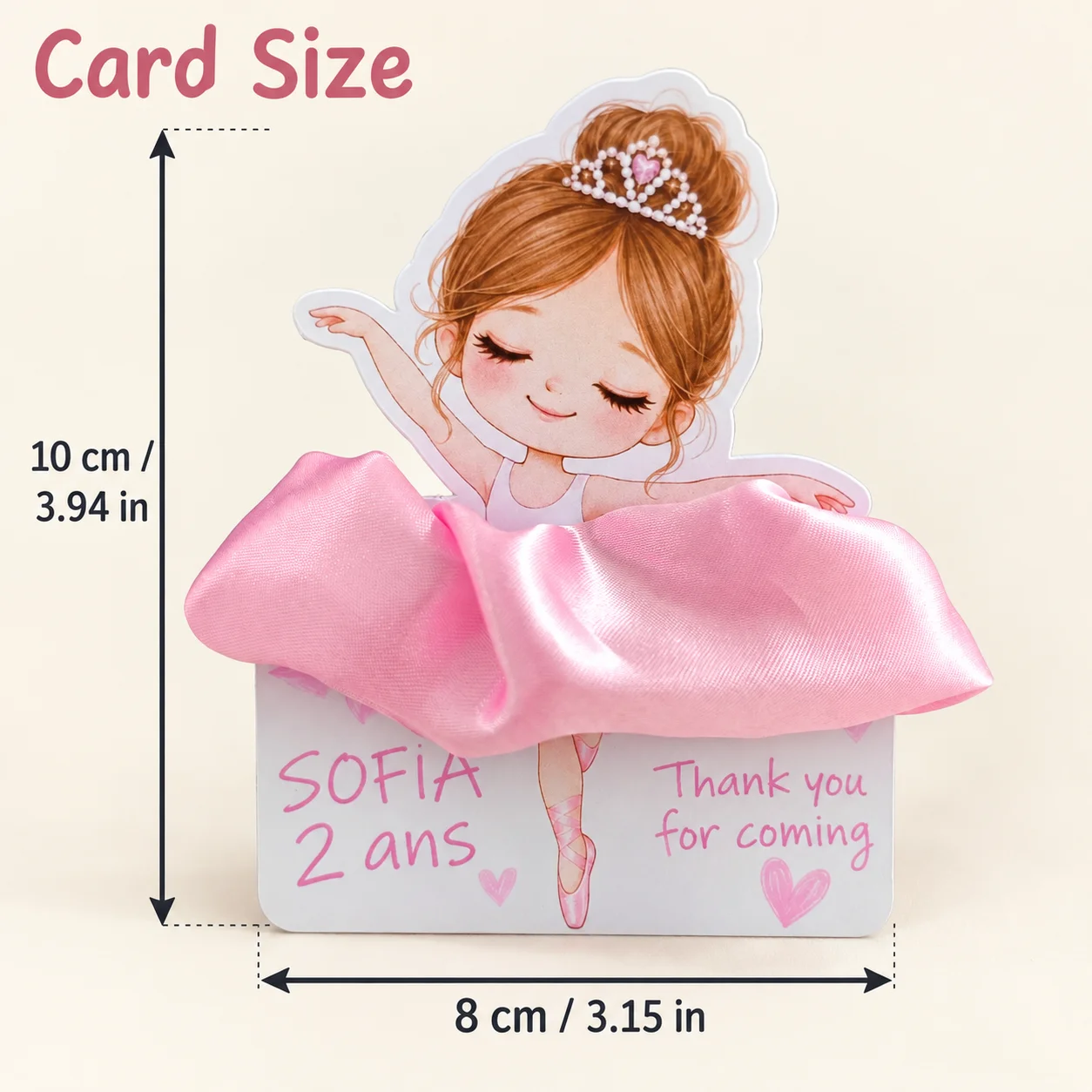 Customized Ballet Princess Hair Tie Card Set (Customized Card = Hair Tie) Girls' Birthday Party Favors Hair Tie Skirt Design Creative Gift Card Customizable Thank You Card (Card + Hair Tie)