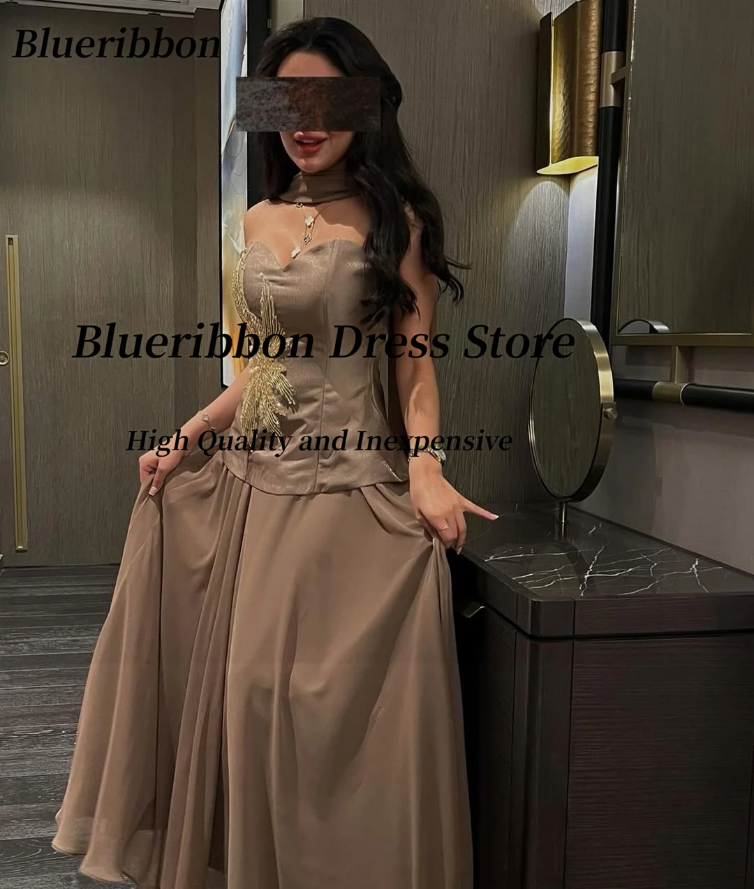 Blueribbon Sweetheart Avondjurken Kralen Luxe Bruiloft Jurken Saudi Vrouwen Dragen Sjaals Prom Dress 2025, Aangepast