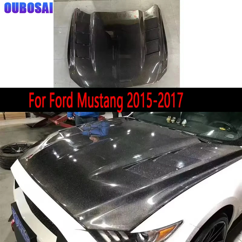 

For Ford Mustang 2015-2017 AC Style Carbon Fiber Hood Engine Cover Hood Car Headliner Hood Cover body kit