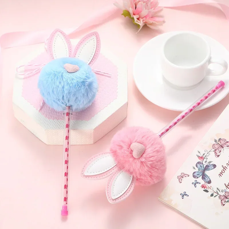

1Pcs Candy Plush Rabbit Gel Pen Rollerball School Office Supply Stationery Korean Creative Cute Rabbit Shape Plush Gel Pen 2023