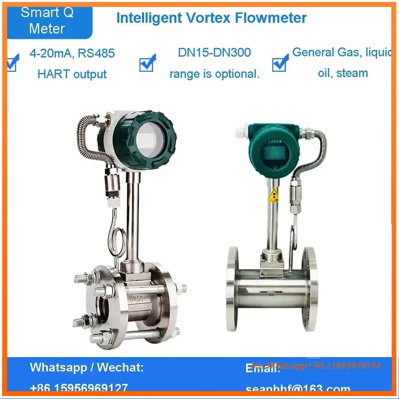 Temperature and Pressure Compensation Steam Meter Integrated 4-20mA Superheated Flowmeter Sensor High Precision