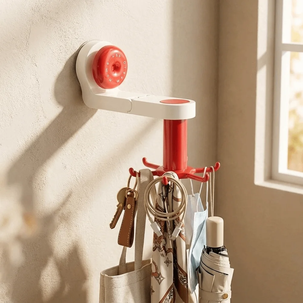 Rotatable Kitchen Rotating Hook Six-Claw with Suction Cup Suction Cup Hook Space-Saving Spatula Storage Rack Cabinet