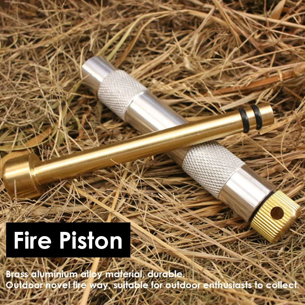 

Brass Ignited Piston Firearm Portable Air Compression Fire Tube Useful Emergency Fire Pipes Survival Tool for Outdoor Travel